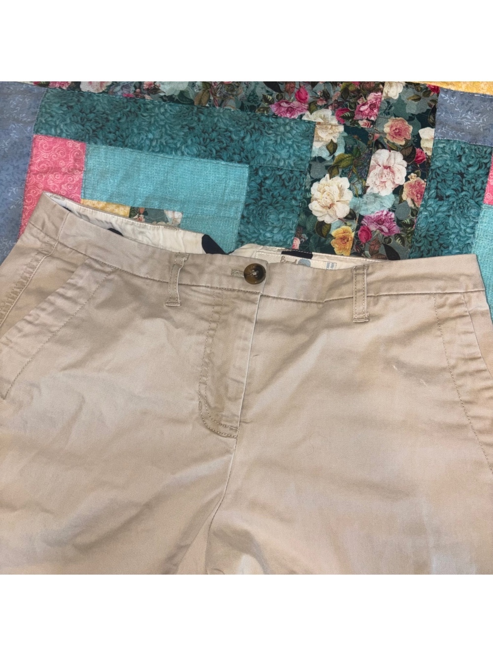 Boden Womans Sz 4R Cow Print Waist WM466 Beige Cotton Blend Casual Dress Pants